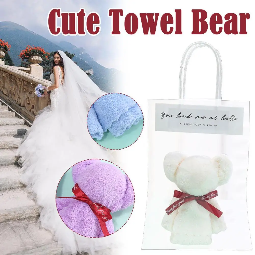 

Cute Bear Towel Coral Velvet Soft Skin Friendly Absorbent Towels Hand Accompanying Birthday Face Handkerchiefs Wedding Gift A7G0