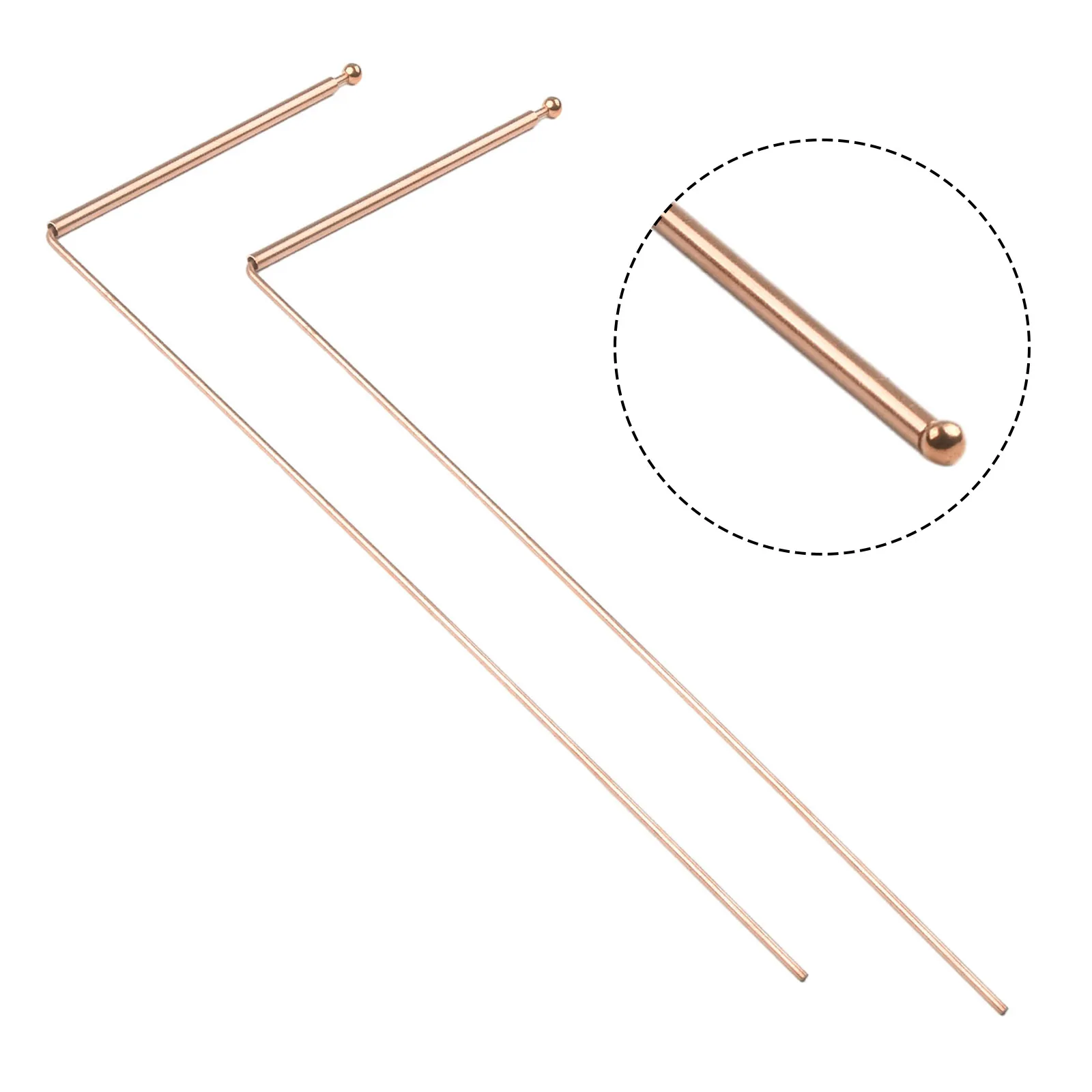 2 Sticks Pure Copper Metal Detector Rod Probe For Water/Treasure/Finding Portable Head-round Dragon Seeking Dowsing Rods 5