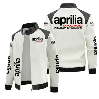 Taglia europea più velluto Aprilia moto moto logo giacca in pelle autunno inverno giacca calda giacca casual da uomo in pu 1