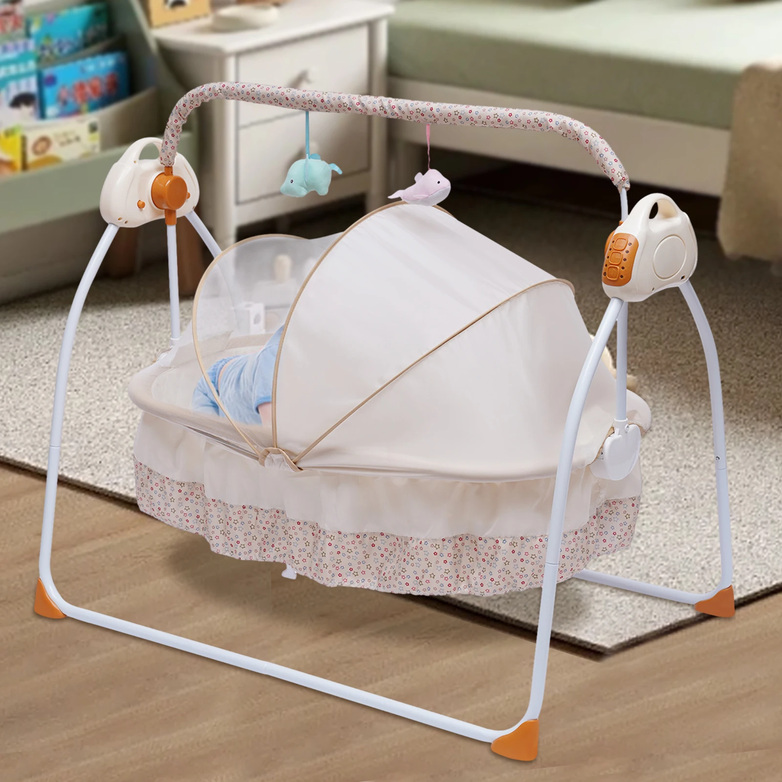Portable Electric Swing Baby Crib Cradle Auto Bassinet Infant Music Swing Sleeping Bed With Remote Control Bluetooth
