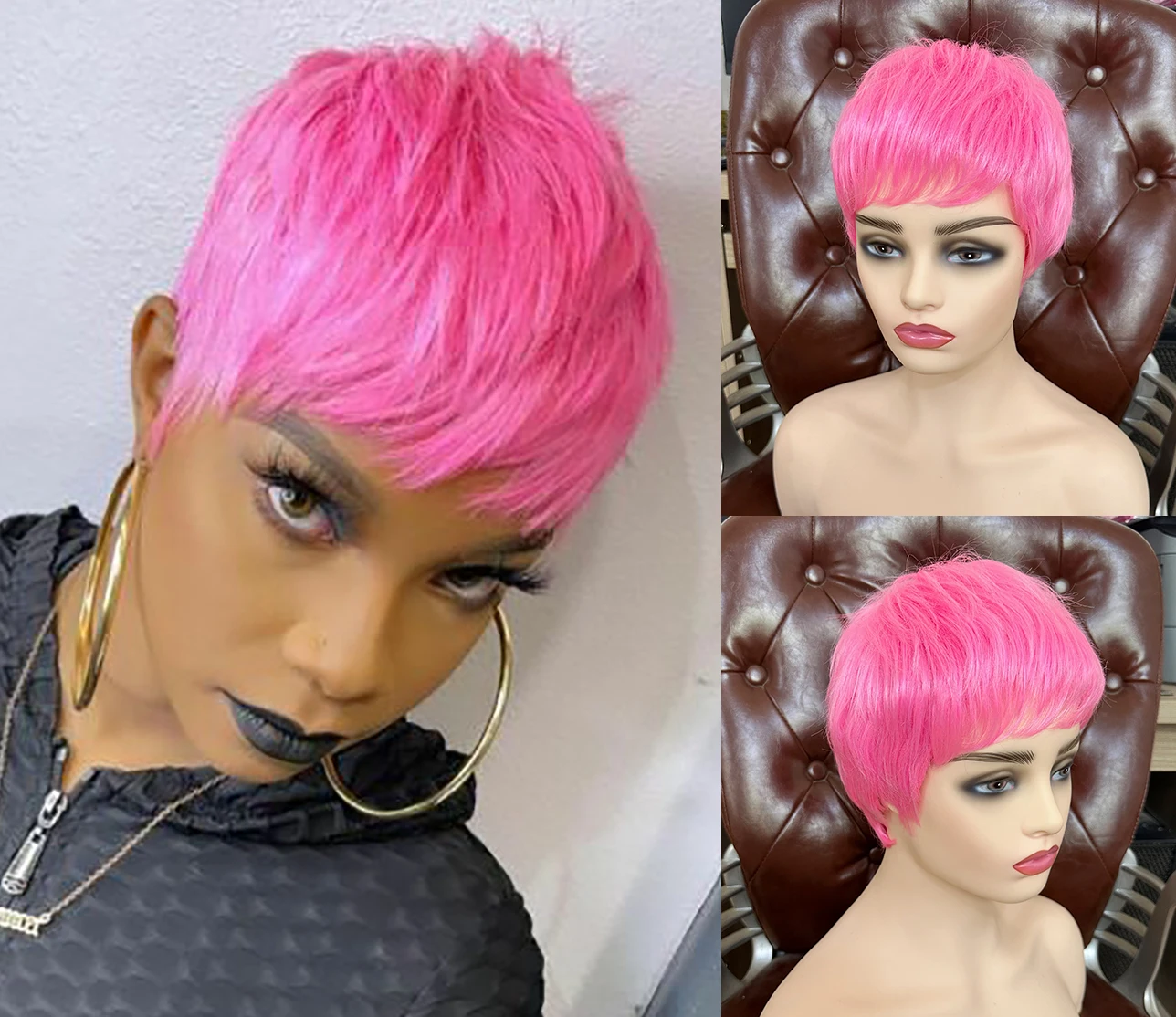 

Nicelatus Synthetic Pink Wigs for Black Women Short Pixie Cut Wigs for Black Women Short Hairstyles Wigs for Black Women