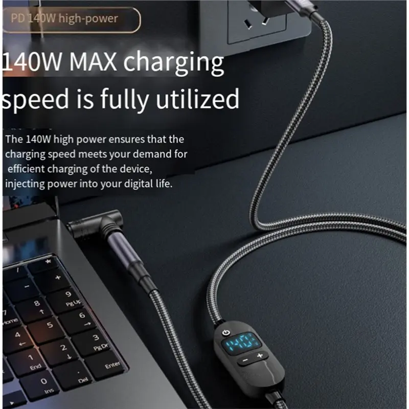 C타입 USB-C 140W 전원 케이블-DC 잭 어댑터 입력 20V 15V 12V 9V 5V 출력 DC 5.5X2.5Mm 스마트 LED 디스플레이