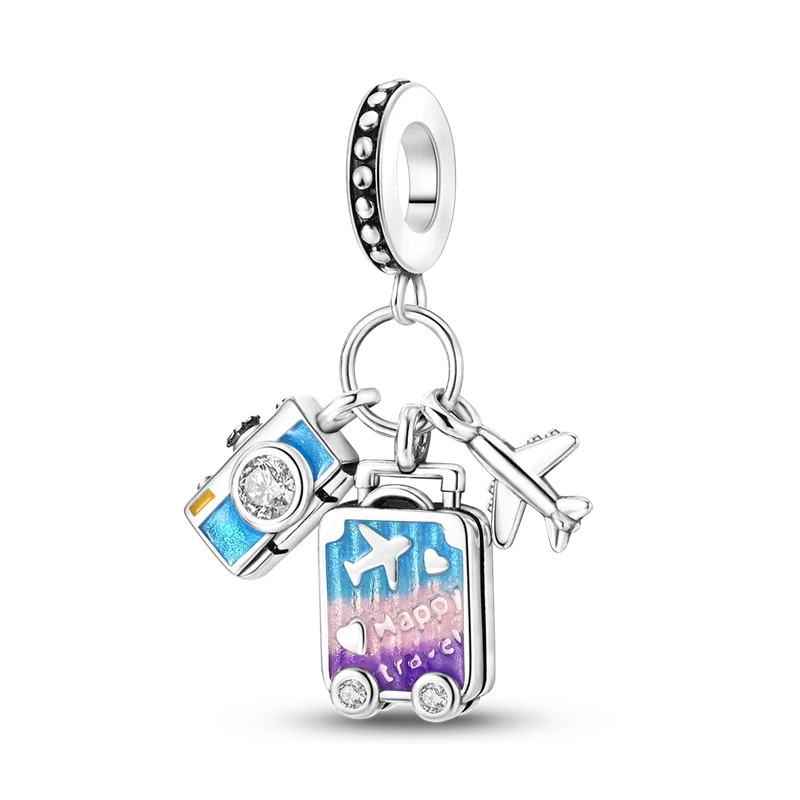 Sterling Silver Playful Charm Beads Bracelet Dangle DIY Jewelry