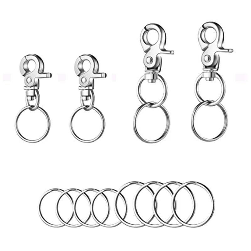 

Pet ID Tag Holder Pet Collar With Loop Fish Mouth 4 Dog Tag Keychains With 12PCS Rings Stainless Steel