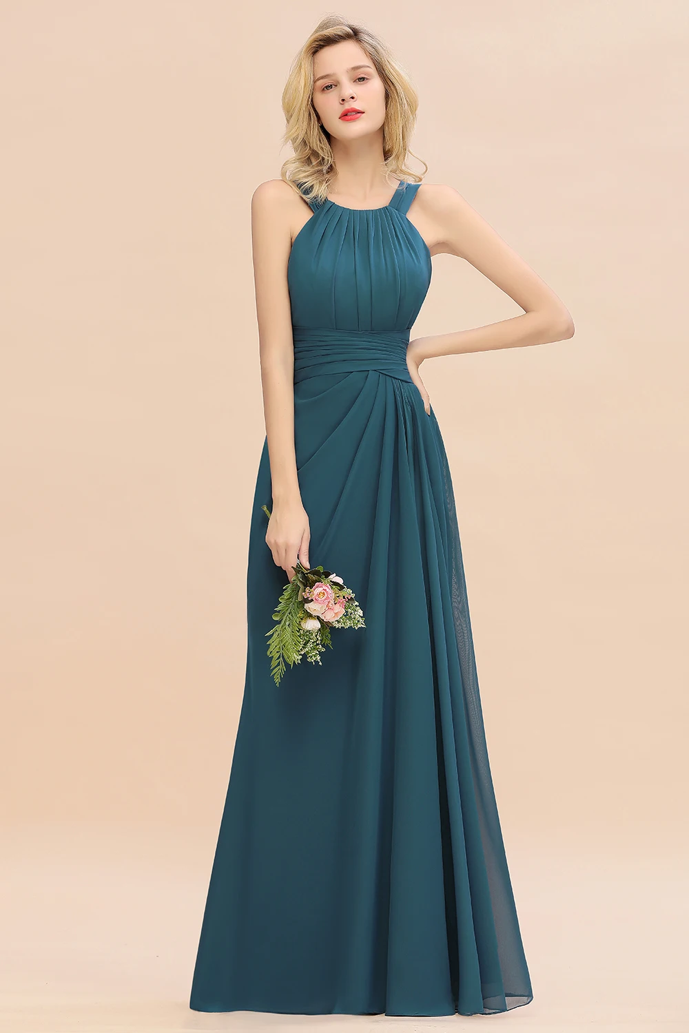 Bridesmaid Dresses Elegant Pleated Long For Wedding Party Women Formal Chiffon Prom Evening Gowns