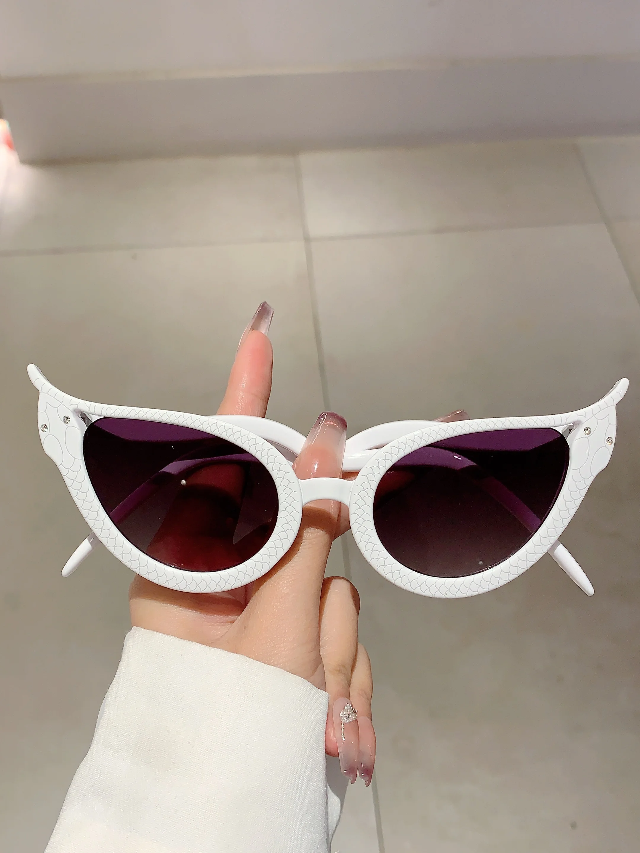 Kammpt neue Cat Eye Sonnenbrille Mode Vintage Schlangen form Rahmen mehrfarbig für Frauen stilvolle trend ige Marke Design Schatten Brillen – Detail 9
