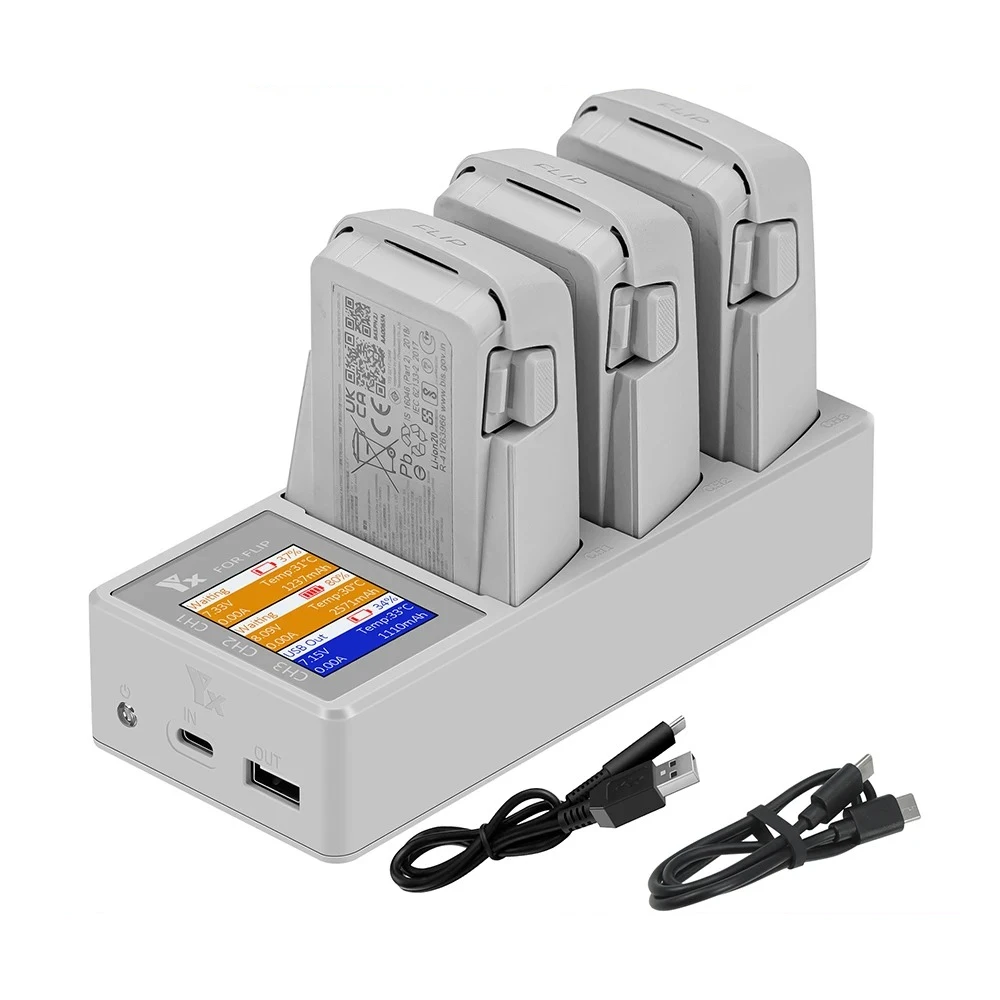 Hub de charge 3 voies pour batterie DJI FLIP - Chargeur intelligent écran couleur