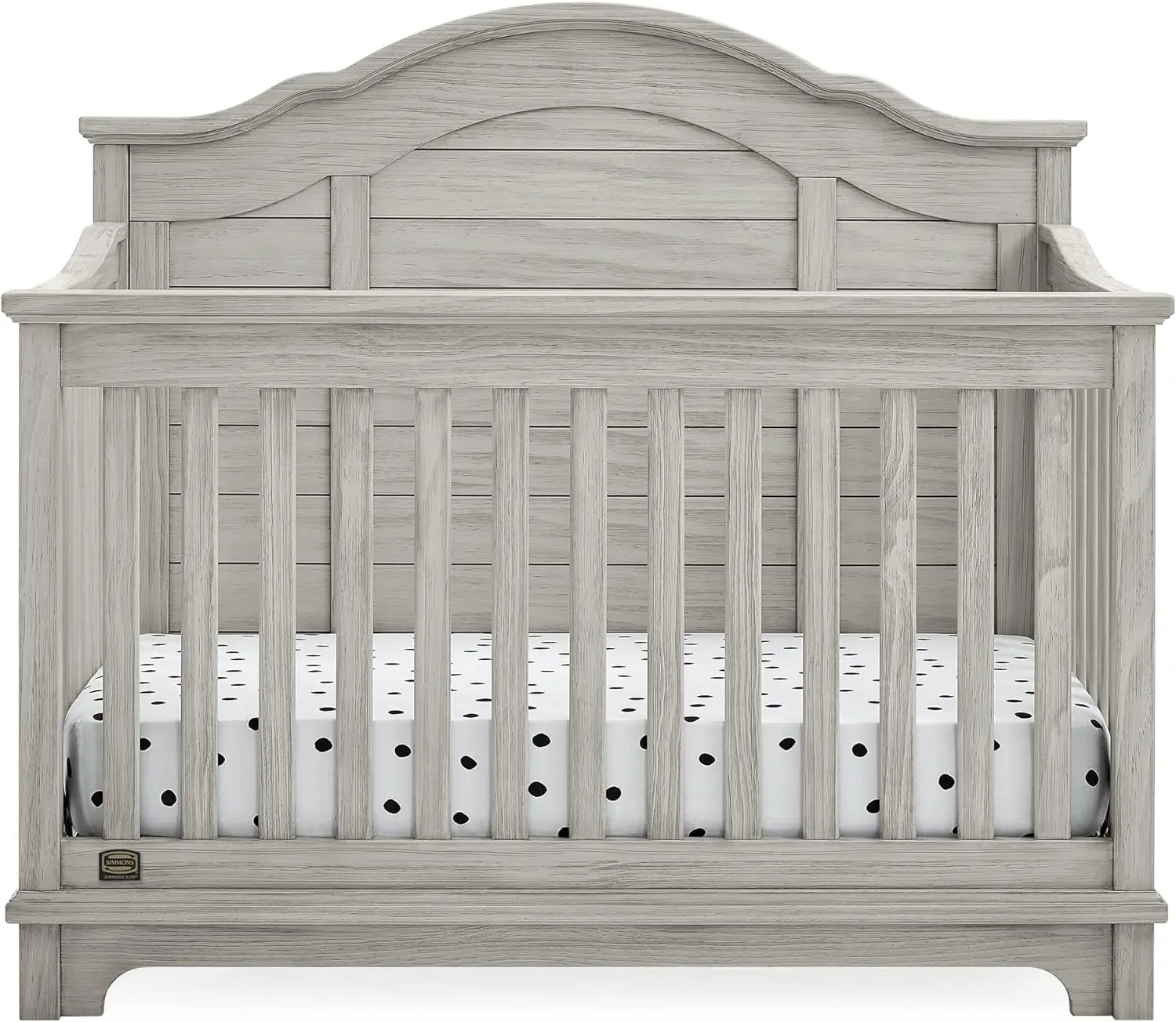Simmons Kids Asher 6-in-1 Convertible Crib with Toddler Rail Rustic Mist certified to meet or exceed all safety standards set
