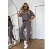 Casual Sports Style 2 Piece Set Women Loose O-neck Short Sleeved Pullover Elastic Waist Lace Up Long Pants Set Fashion Commuting 1