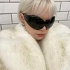Neo Mint Luxury Brand Runway Fashion Yellow Gradient Cropped Fluffy Fur Jacket Coat Women Winter Thicken Faux Fox Fur Outerwear 3