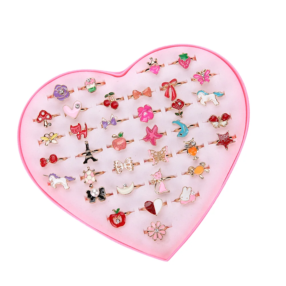 

Cartoon Rings Alloy Colorful Lovely Adjustable Party Jewelry Gifts Party Favors Toys for Children Kids Girls Finger Rings