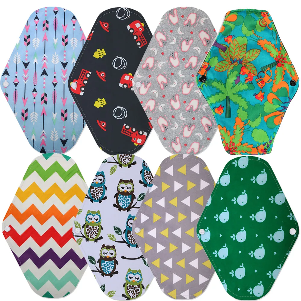 Women Washable Menstrual pads Reusable Organic Bamboo Cotton Sanitary Napkin Ladies Soft Cloth Pad for Girls Maternity