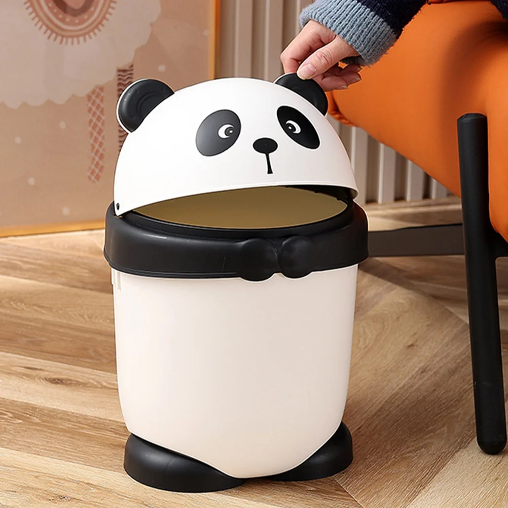 

Panda Trash Can With Lid Litter Trashcans For Kitchens Shape Tin Bathroom Small Bin Reusable Garbage Vanity Table