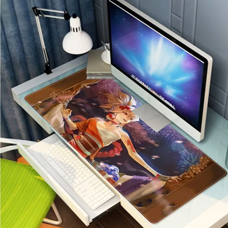 Genshin Impact Yoimiya Extra Large Computer Desk Mat Table Keyboard Big Mouse Pad Laptop Cushion Non-slip for PC Computer Table