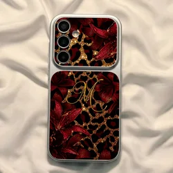 Retro Sweet Style Shockproof Phone Case in Red and White Plaid with Star and Apple Design - Galaxy S23 Ultra (EW60)
