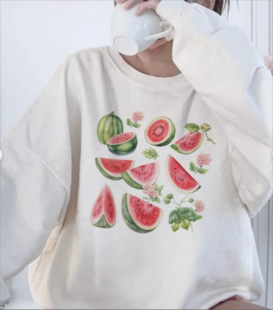 Watermelon y2k Aesthetic Trendy Crewneck Sweatshirt Gift For Her Gift For Gardener Korean Fashion Clothing Women 2023