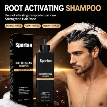 Shampoo attivante per la radice Spartan da 100 ml per uomo, anti perdita di capelli, controllo della forfora, essenza nutriente per il cuoio capelluto, prodotto per la cura dei capelli