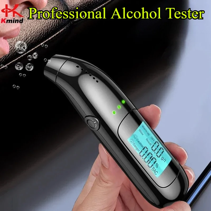 Professional Alcohol Tester High Precision Breathalyzer Alcometer USB ...