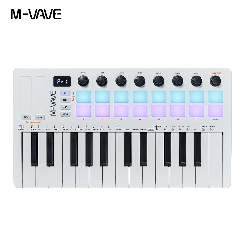 M-VAVE SMK-25 II Pro MIDI キーボード 25 セミウェイテッドキー + 16