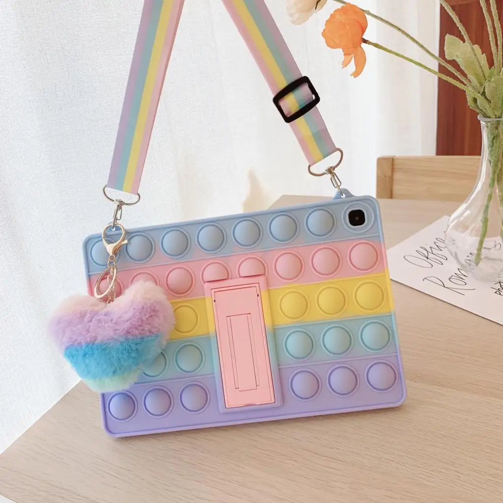 para Samsung Galaxy Tab Case a8 10.5 Sm-x200 X205 a7 10.4 T500 T505 T510 Rainbow Silicone Crianças Cobrir s6 Lite 10.4 Sm-p610 P615 s