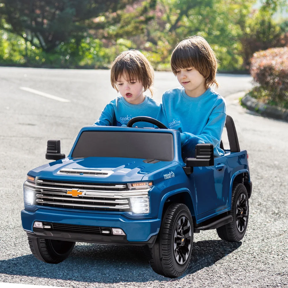 Blue, 24V 2 Seater Kids Electric Car, 4WDmotors, with 2.4G Remote Control, Metal Suspension, Music, LED Light, Toy Gift