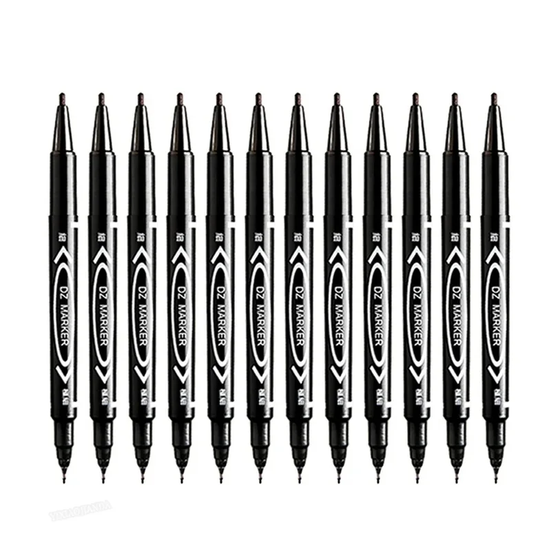 Dual-Tip Permanent Marker Pens for Versatile Use on Various Surfaces