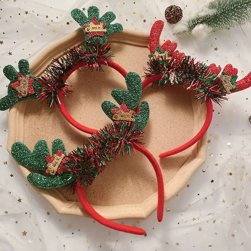 Cute Party Dress Up Reindeer Santa Elk Christmas Hat Christmas Decoration Antlers Headband Female Hair Hoop Christmas Headband