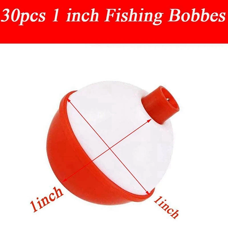 2 Inch Fishing Bobbers, Plastic Push Button Round Fishing Float, Red and  White 10 Pack