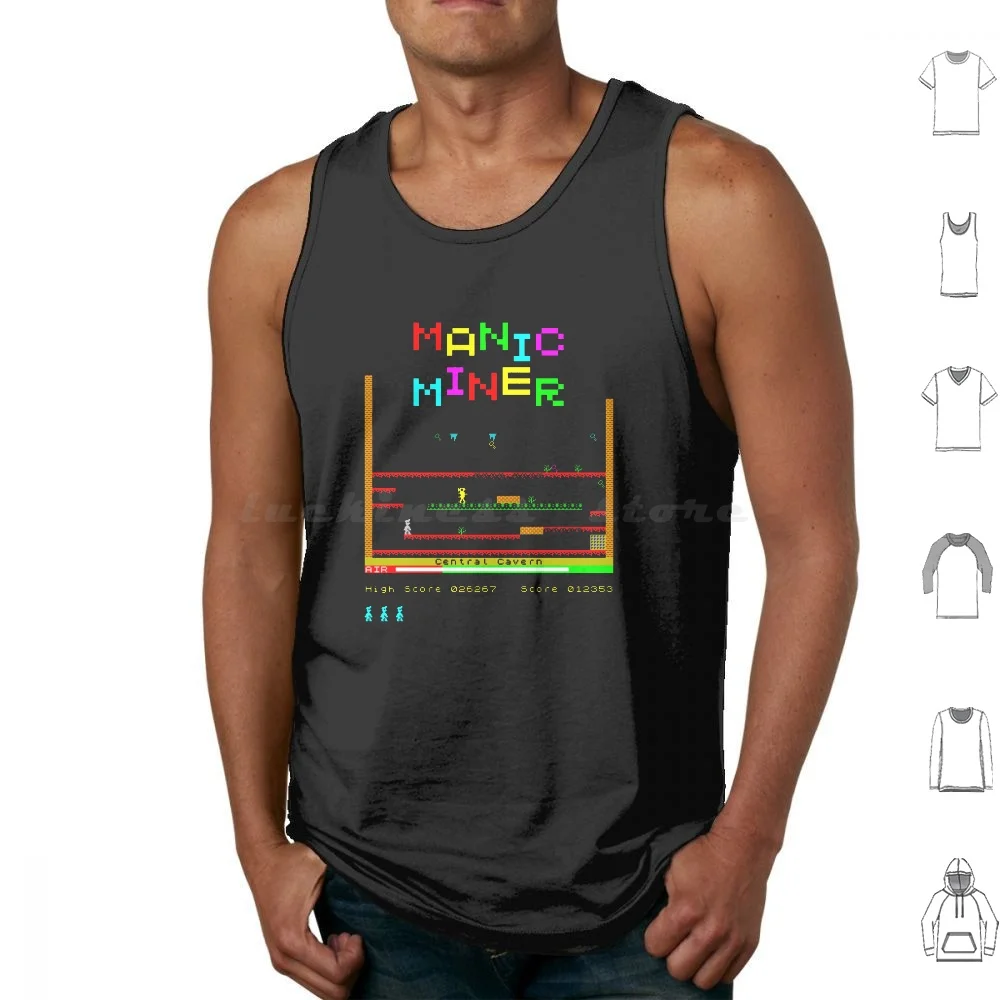 Mod.3 Arcade Manic Miner Jet Set Willy Videogioco Canotte Stampa Cotone Arcadian Manic Miner Jet Set Willy Videogioco