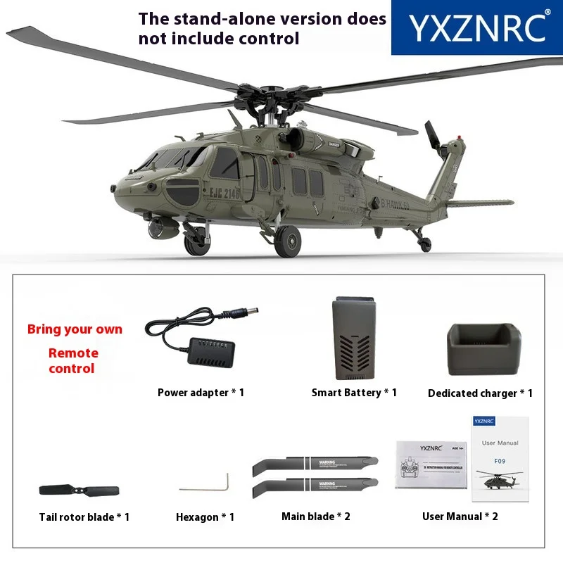 Yuxiang F09 블랙 호크 자체 안정화 헬리콥터, Uh60 전기 3D 스턴트 전투기, Rtf 브러시리스 모터, 5g 2.4ghz