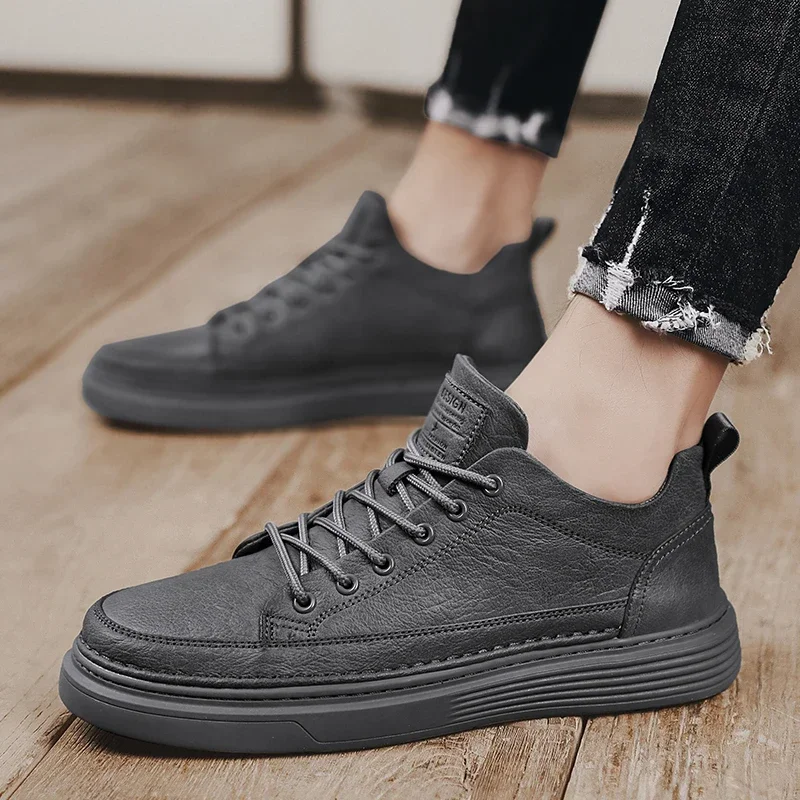 

Новинка 2023, универсальная мужская повседневная обувь, Весенняя модная мужская Удобная прогулочная обувь на толстой подошве, Мужская базовая обувь с вулканизированной подошвой