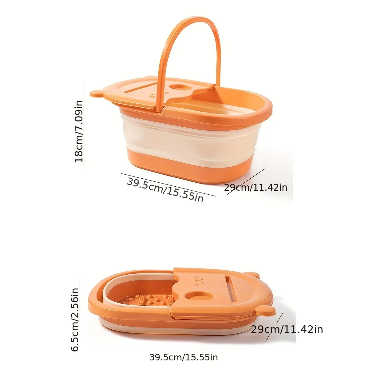 Bathroom Corner Storage Collapsible Massage Foot Soak with Cell Phone Holder and Lid Space Saving Spa Basin Underbed