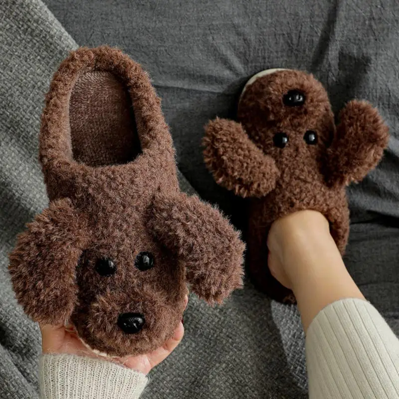 Cotton Slippers Women's Home Use Winter Indoor Non-slip Spring Autumn Warm Fleece Couple Winter Male Pvc Upper Material