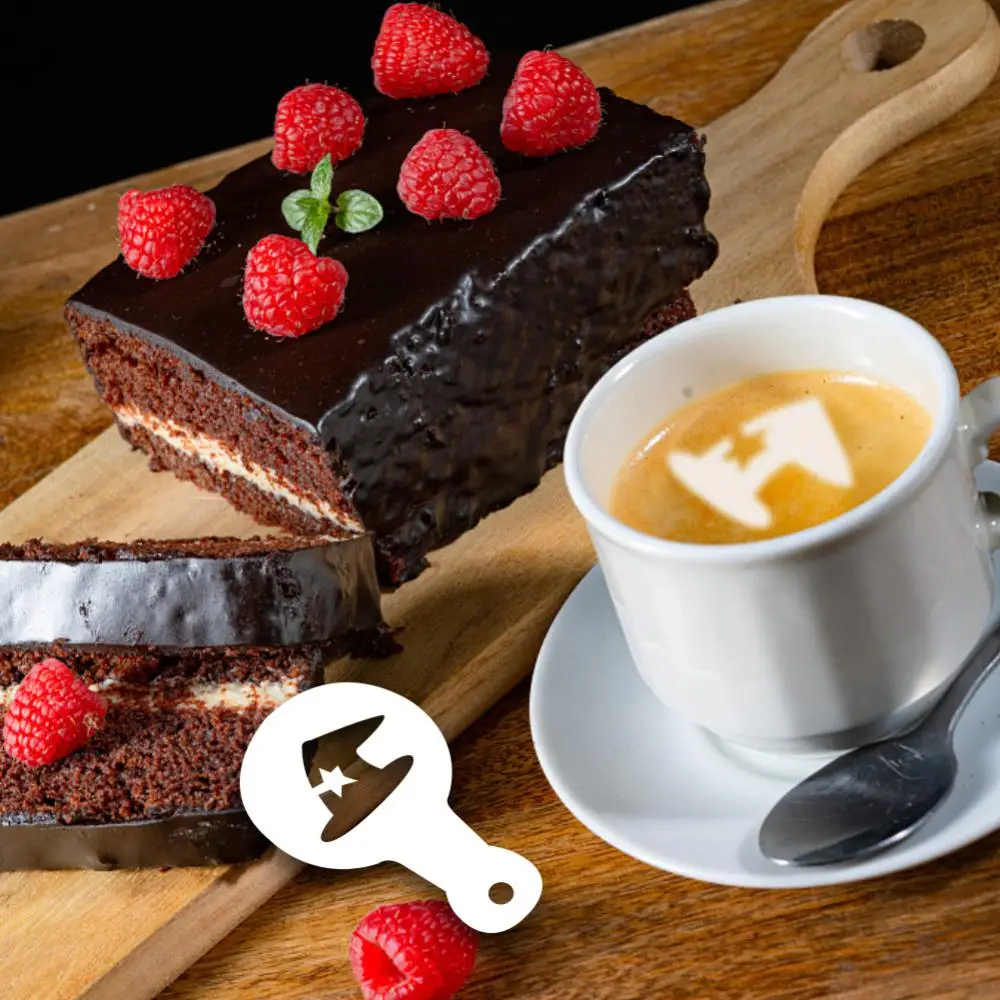 Description Picture 6 of itemMold Coffee Milk Cake Cupcake Stencil Template Fancy Coffee Barista Cappuccino Template Strew Pad Duster Spray Tools