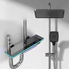 Bathroom Digital Display Shower System Brass Waterfall Shower Faucet Set Rainfall Temperature Bathtub Mixer Shower Set with Lamp 1