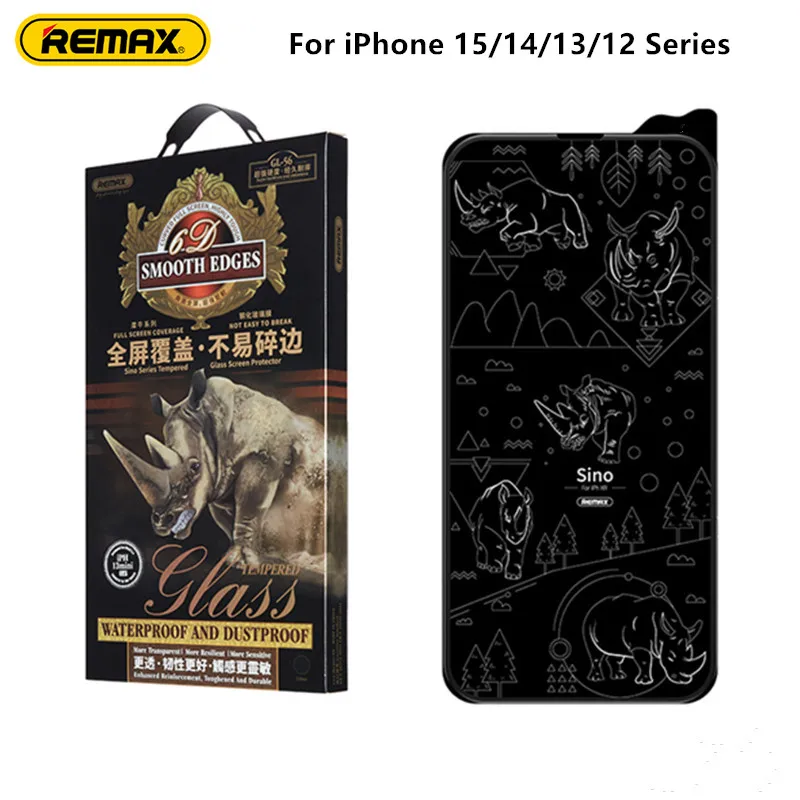 Remax Tempered Glass Full Screen Protector For iPhone 15 15Pro 14/13/12 Series 9H Hardness HD Vision