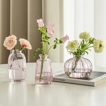 Vaso in vetro trasparente Vasi decorativi moderni per piccoli fiori Vasi floreali minimalisti Decorazioni per la casa estetica Centrotavola per matrimoni 1
