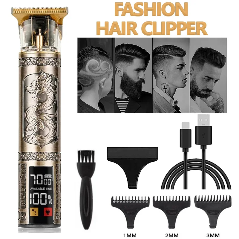 Carving T9 Vintage Professional Electric Hair Cutting Machine USB Rechargeable Portable Shaver Trimmer For Beard Care Best Gift
