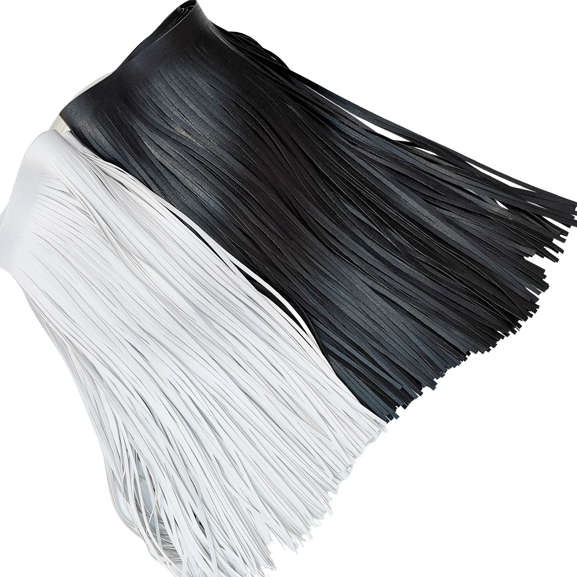 Description Picture 2 of item91cm long 15/30cm Double-sided PU Leather Tassel Beard Fringe Lace Sewing Material for Clothing Trim Bag Crafts Accessories
