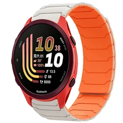 Magnetic Silicone Strap - Universal Fit, Comfortable Wear - Garmin Active 5 - 6 (Starlight orange)