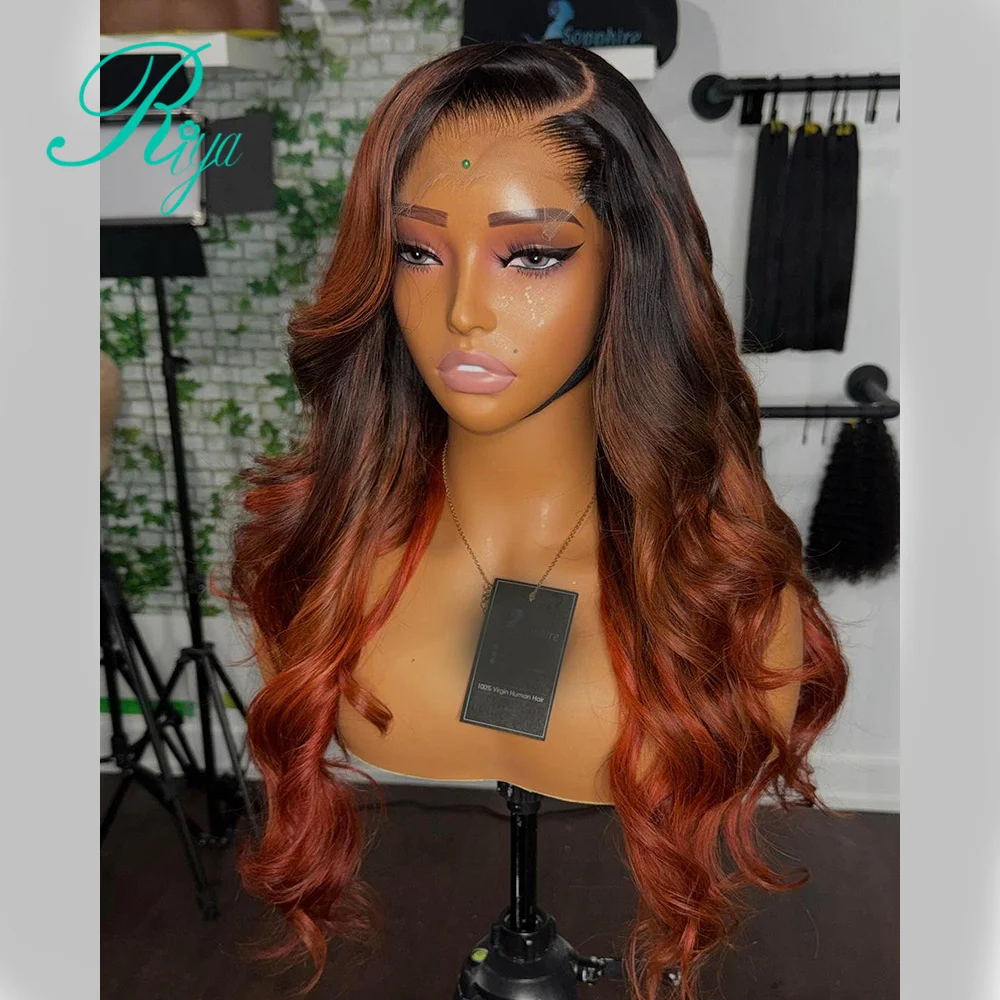 360 Invisible Strap Full Lace Glueless Wig Ombre Ginger With Dark Roots Colored Human Hair Wavy Wear And Go 4x4 7x5 Closure Wigs