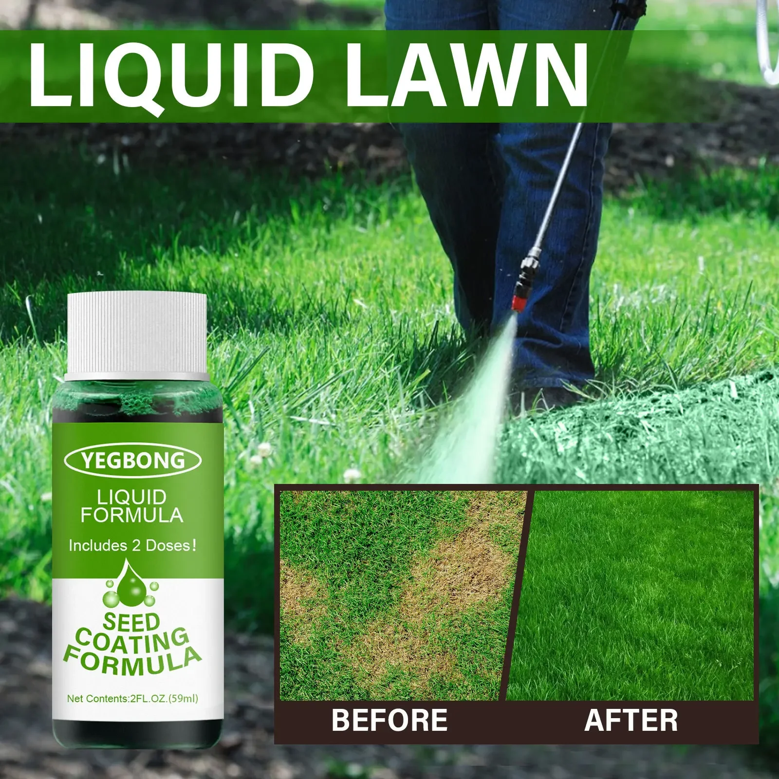 Green Grass Lawn Spray Household Seeding System Liquid Spray Seed Lawn Care Grass Shots