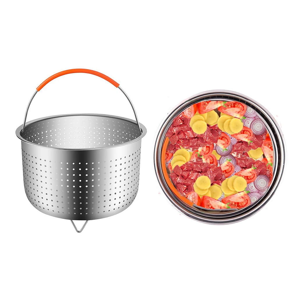 Rice Cooker Steamer Basket 304 Stainless Steel Pressure Cooker Anti-Scalding Steamer Multi-function Fruit Cleaning Basket