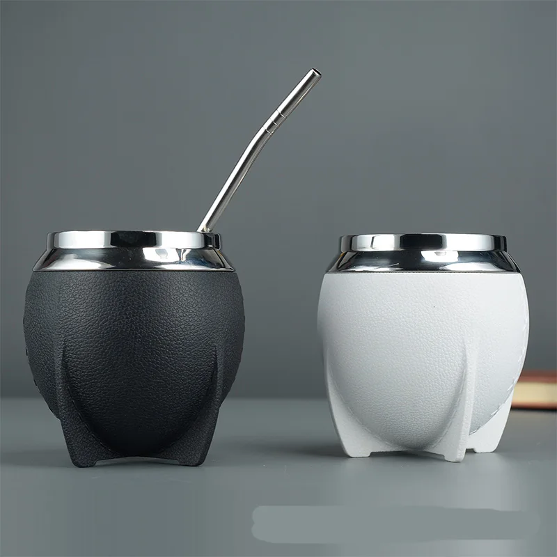 Stainless Steel Mug With Straw Spoon 1PC