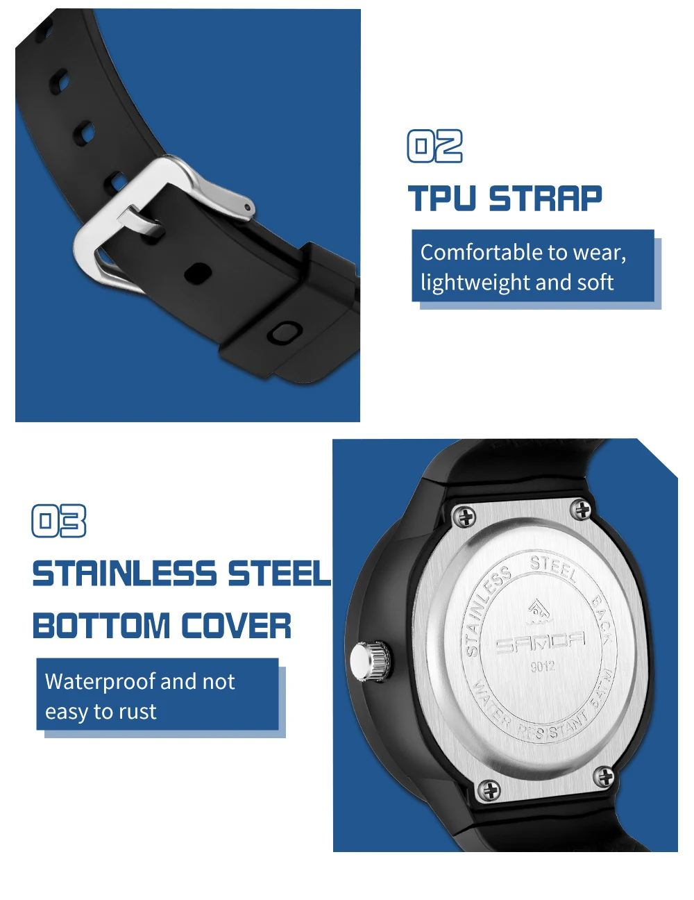 New 2023 Top Men's Watches Youth Fluorescent Fashion Trend Outdoor Waterproof Sanda 9012 Calendar Quartz Watch