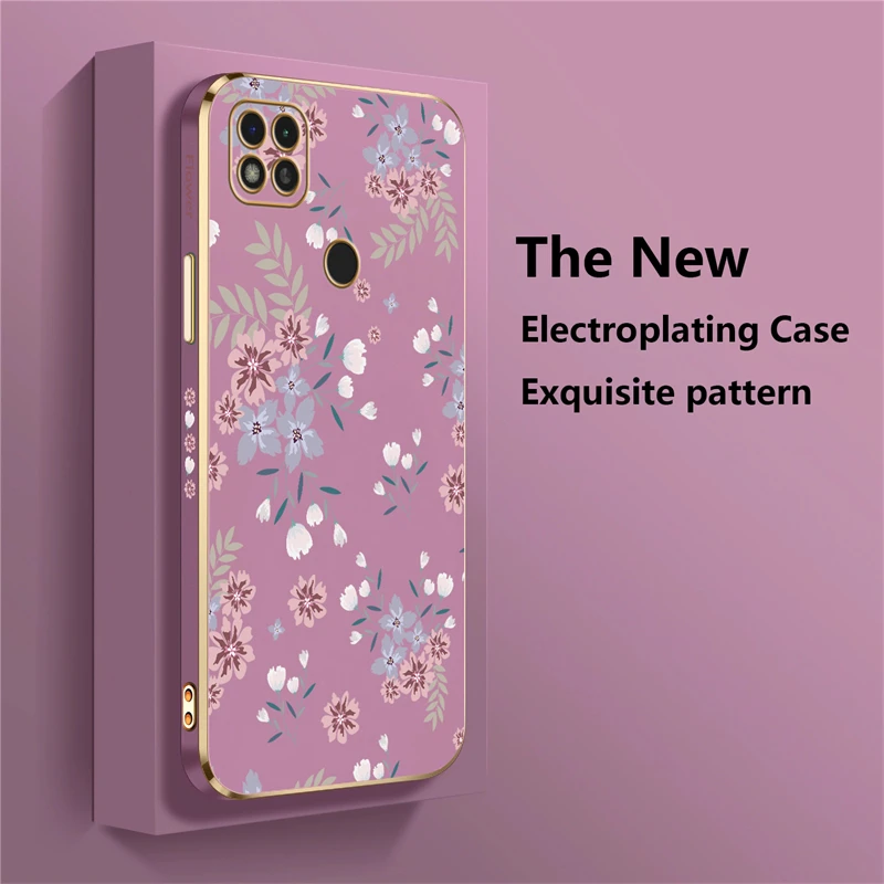 Elegant Shockproof Floral Silicone Phone Case Coque with Plating Design