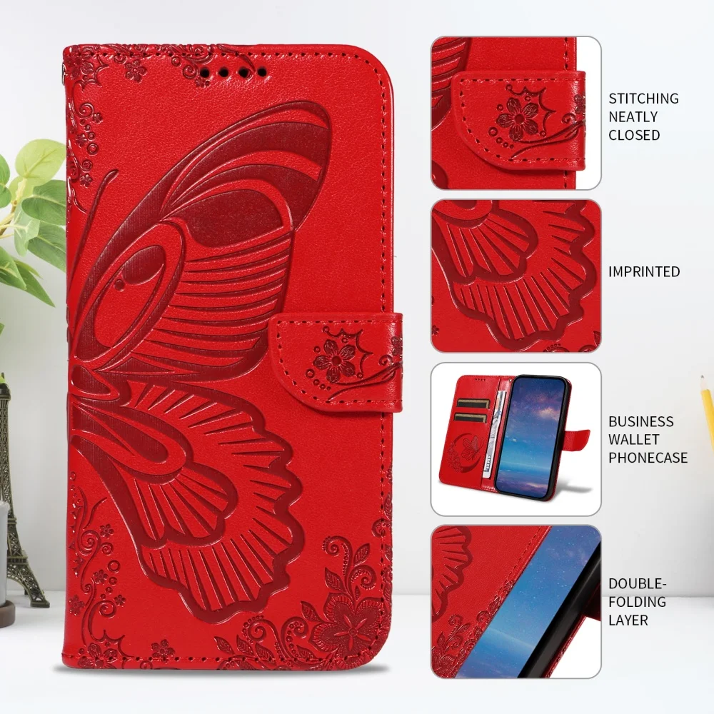 Luxury Leather Flip Wallet Phone Case with Card Holder and Protective Cover