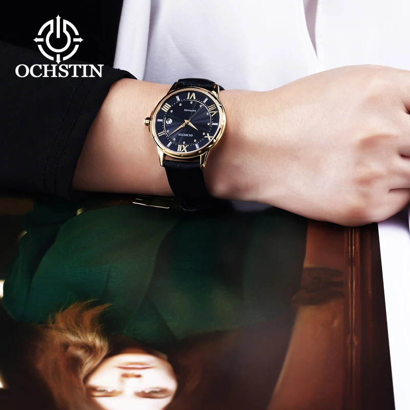 OCHSTIN New High Quality Women's Watches Fashion Student Quartz Waterproof Female Steel Wristwatch For Ladies Watches Roman Dial