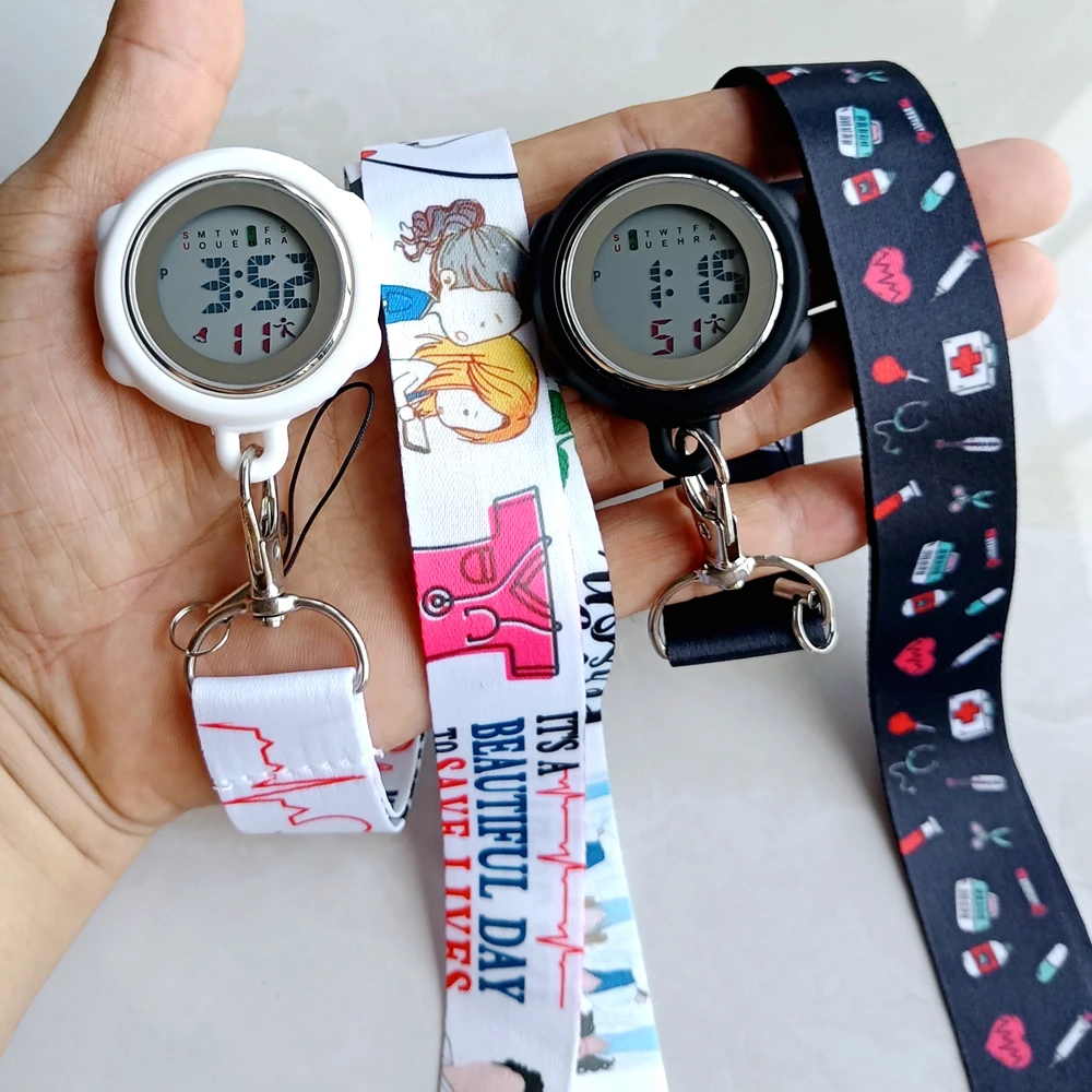 Unisex Women Mens Nurse Doctor Hospital Medicine Care Cartoon Lovely Lanyards Rope Keychains Digital Pocket Watches Hang Clock pocket watch,medical accessories