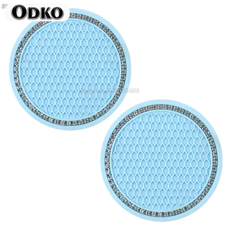 Car Non-slip Water Cup Pad Diamond Rhinestone Bling Decoration Auto Interior Cup Bottle Anti-skid Rubber Mat Car Accessories